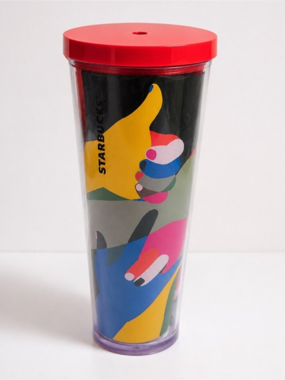 Starbucks Abstract Artist Series Reusable Cold Cup Tumbler 24 oz Red Lid BPA-Fre